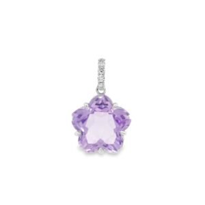 Pendentif "Mon Aurore Florale" - Améthyste 0,40ct & Diamants 0,10ct - Or 18K (Copie)