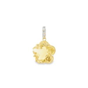 Pendentif "Mon Aurore Florale" - Citrine 0,40ct & Diamants 0,10ct - Or 18K