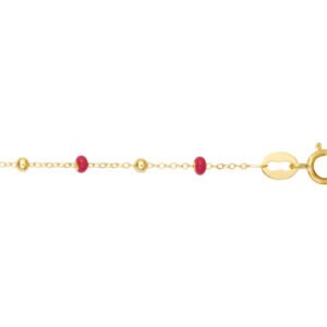 Bracelet Gi&Lo boules rouges - 17-18 cm , Or Jaune 18K